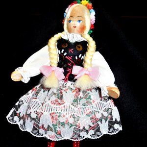Wooden Doll Polish Krakow Maiden "Krakowianka" Polish "Barbie" Doll